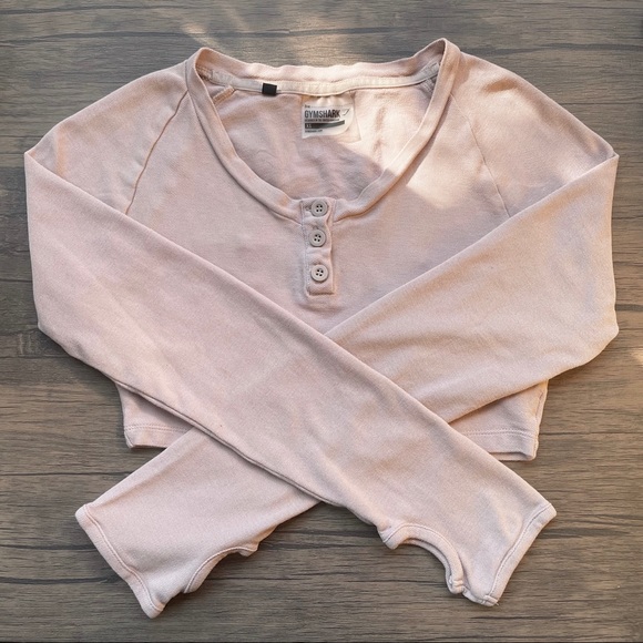 Gymshark Tops - Legacy Fitness Long Sleeve Crop Top in Taupe